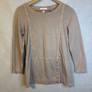 Pure Jill‎ Womens Organic Cotton Long Sleeve Lagenlook Pullover Tunic Beige Med